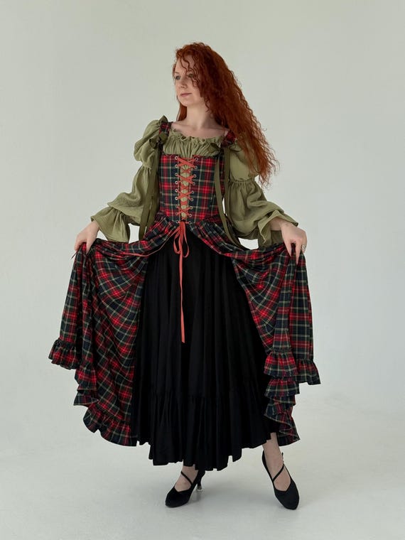 cottagecore corset dress marigold: Linen Renaissance Peasant Style Gown and cottagecore aesthetics Fantasy Corset Maxi Dress, Renaissance