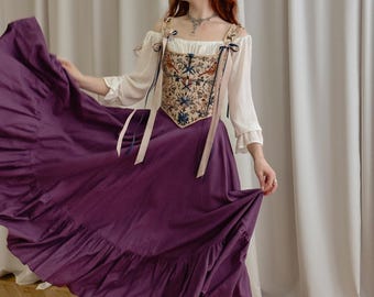 Top corsé floral renacentista para mujer, corpiño estilo cottagecore con tirantes extraíbles, corsé de festival con cordones hecho a mano, top de disfraz de fantasía