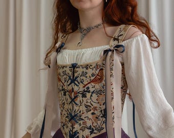 Lace Up Overbust Corset Top, Renaissance Cottagecore Bodice, Medieval Peasant Corset, Fairycore Festival Top, Historical LARP Costume