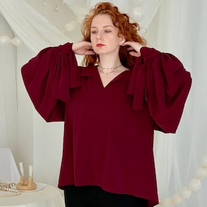 Medieval Style Shirt with Wide Sleeves, Renaissance Tunic Blouse, Cottagecore Loose Fit Top, Historical LARP Peasant Shirt for Women