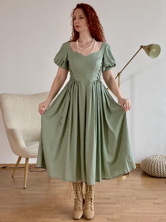 chinese dress ladies Ivy Green Linen Corset Dress main image 1