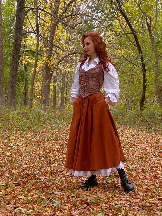 flowy pirate dress Medieval LARP Skirt with Pockets, Cottagecore Skirt, Adjustable Renaissance Skirt, Custom Linen Skirt, Historical Women Outfit modern pirate outfit female