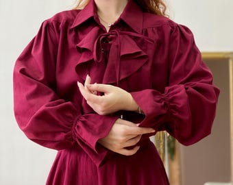 Camisa de Linho Pirata para Homens e Mulheres, Blusa Renascentista com Cadarço, Camisa de Poeta Medieval, Traje Histórico Unissex para LARP, Roupa Gótica para Feira Renascentista