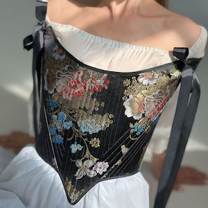 Floral Renaissance Corset Top, Cottagecore Bodice for Ren Faire, Romantic Floral LARP Corset, Historical Festival Outfit, Fairycore Clothing