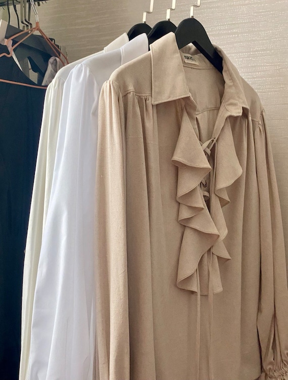 Camicetta Vittoriana Con Volant - Top Rinascimentale A Maniche Corte, Per Costume Medievale, Pirata, Halloween - Foto 8