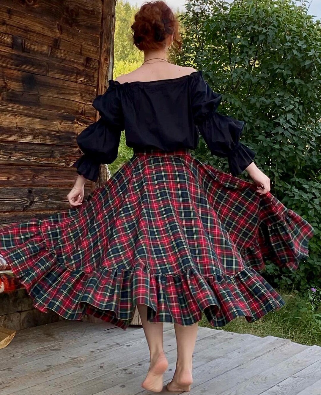 Retro Flare Diamond Plaid Office Skirt main image 1