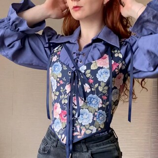 Canotta In Cotone Bianco / Top Corto Stile Corsetto Vintage / Top Corto