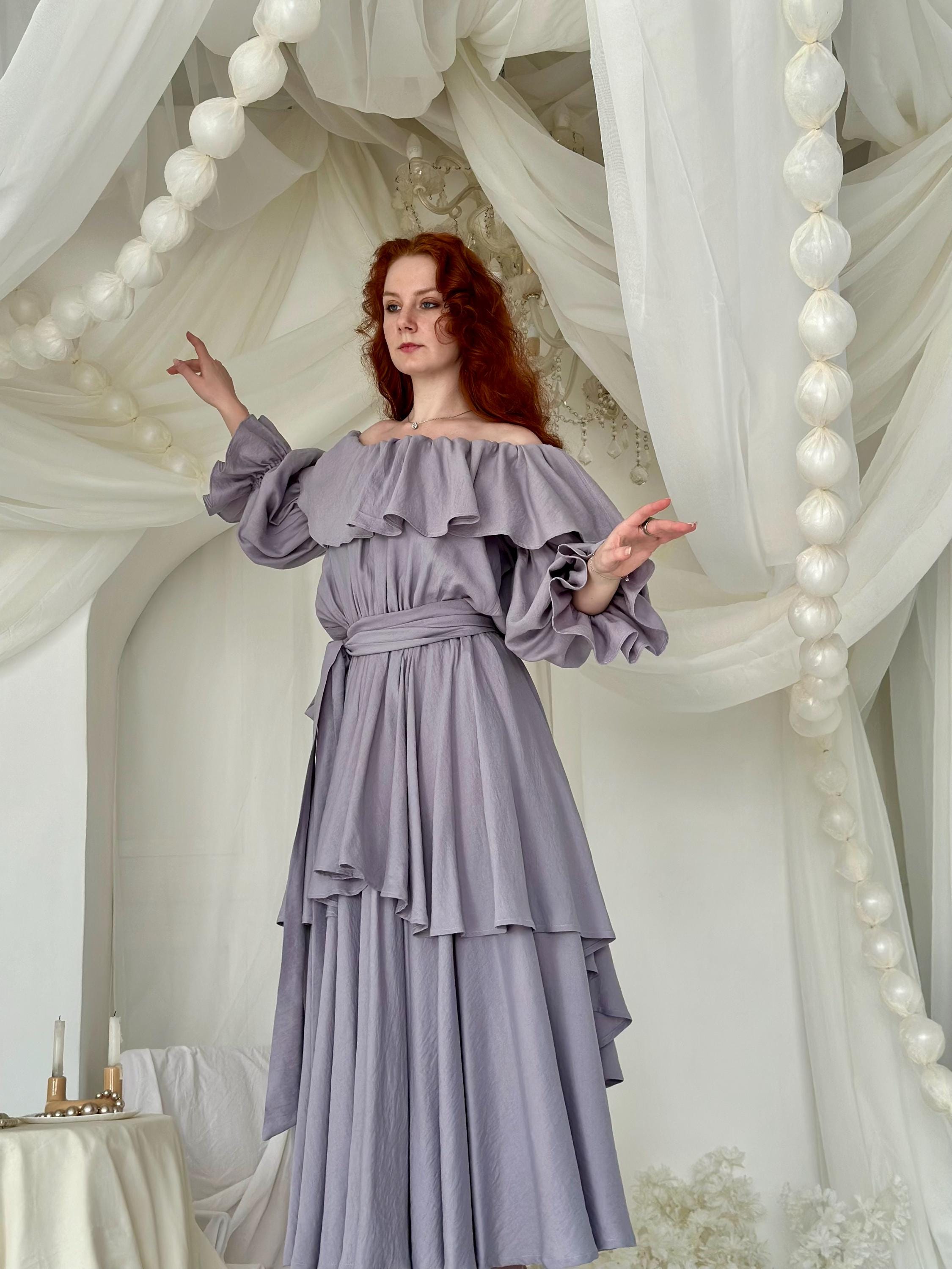 Renaissance Wedding Dress with Long Sleeves, Medieval Inspired Bridal Gown, Fairytale Princess Dress, Vintage Boho Flowy Dress Outfit Renaissance Wedding Dress with Long Sleeves, Medieval Inspired Bridal Gown, Fairytale Princess Dress, Vintage Boho Flowy Dress Outfit