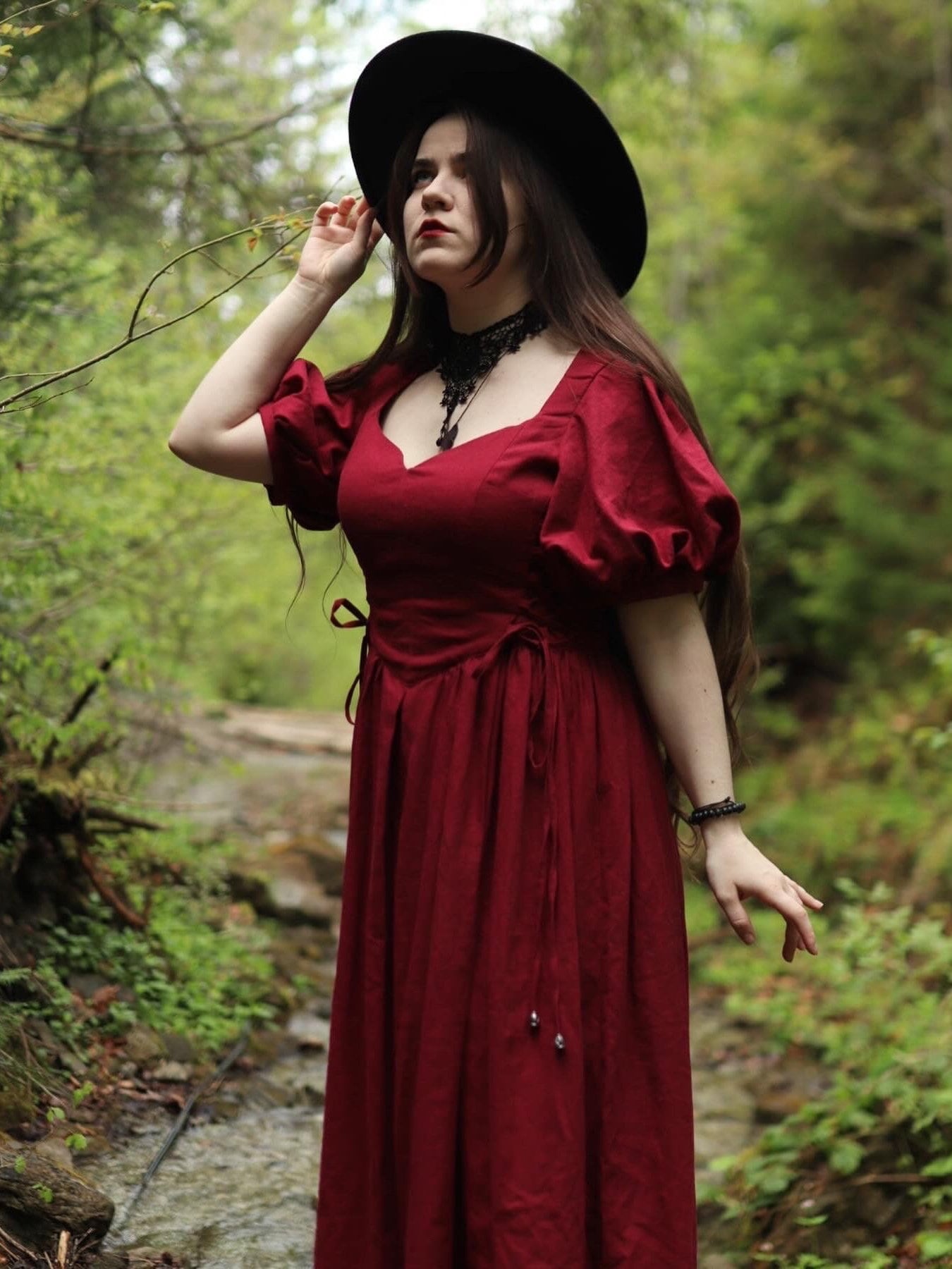 Renaissance Linen Dress for Women, Cottagecore Midi Dress, Puff Sleeve Lace  up Dress, Medieval Fantasy Outfit, Victorian Style Summer Dress - Etsy
