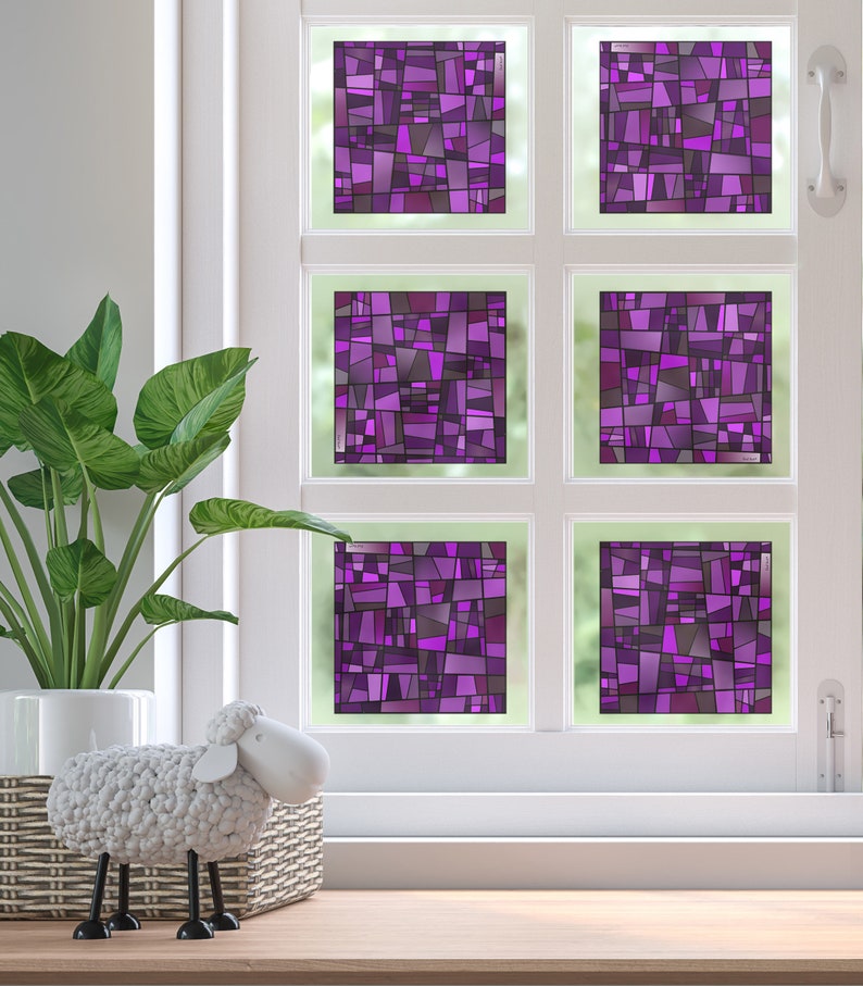 Set of Modern Window Pictures, Window Film Such as Stained Glass ...