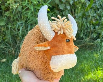 Fluffy the Buffalo. Buffalo plush toy. Brown fluffy bison. Ox plush stuffed animal