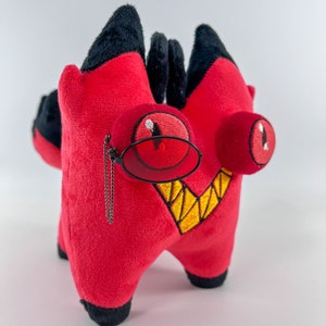Alastor Cat plush toy. Cartoon cat Alastor stuffed animal