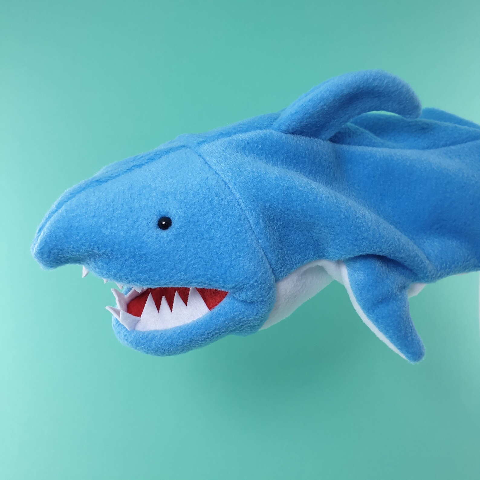Blue Shark Puppet With Opening Mouth. Fleece Shark Hand Puppet Etsy
