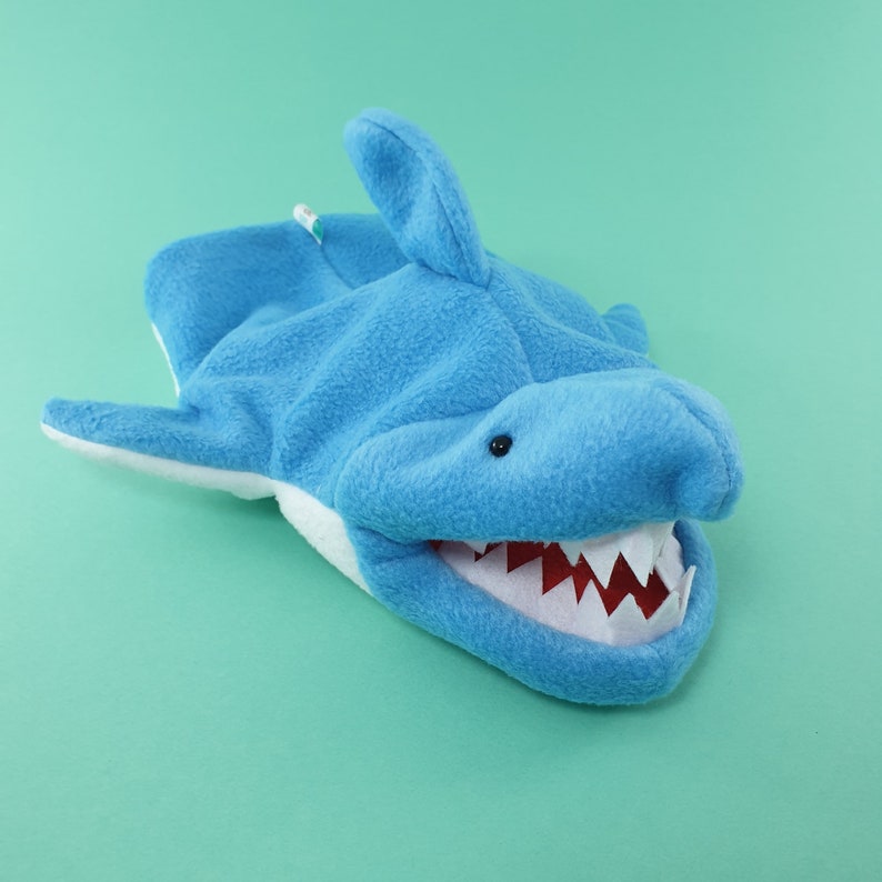 Blue Shark Puppet With Opening Mouth. Fleece Shark Hand Puppet Etsy