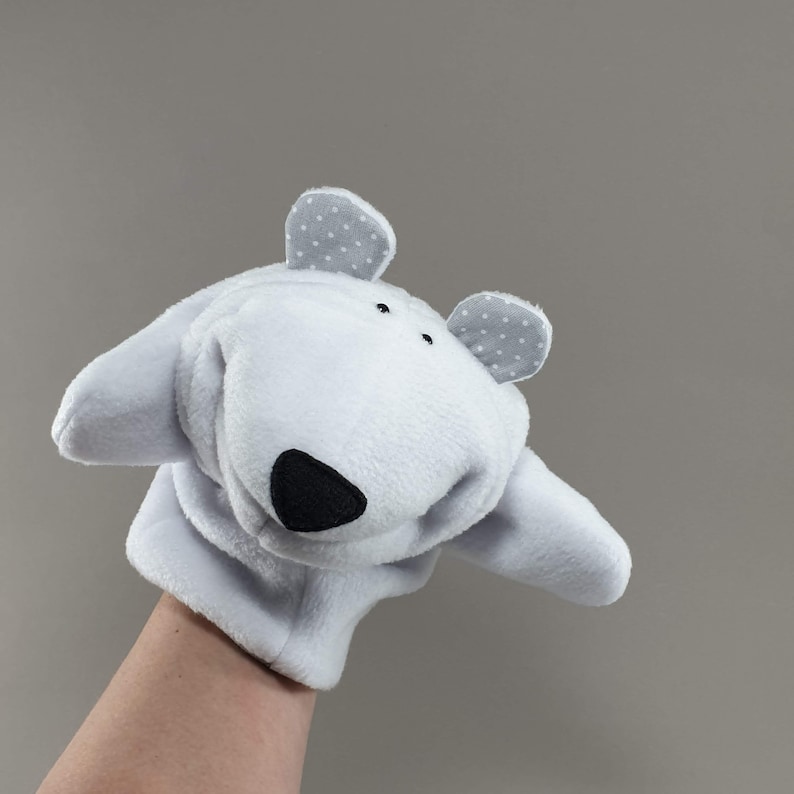 Polar bear hand puppet. White bear toy puppet. Etsy
