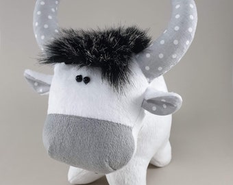 Moon the white Buffalo. Buffalo plush toy. White bison.