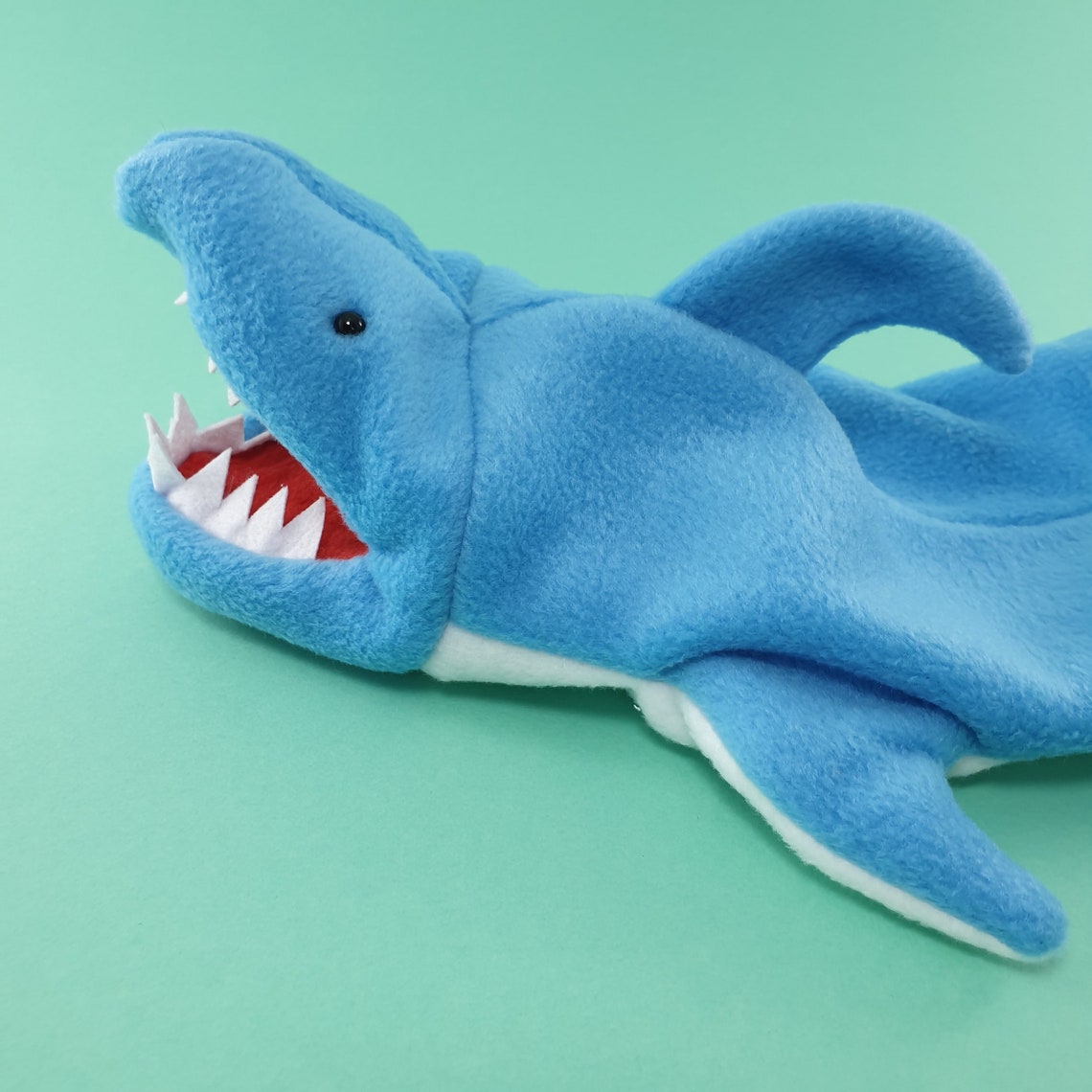 Blue Shark Puppet With Opening Mouth. Fleece Shark Hand Puppet Etsy