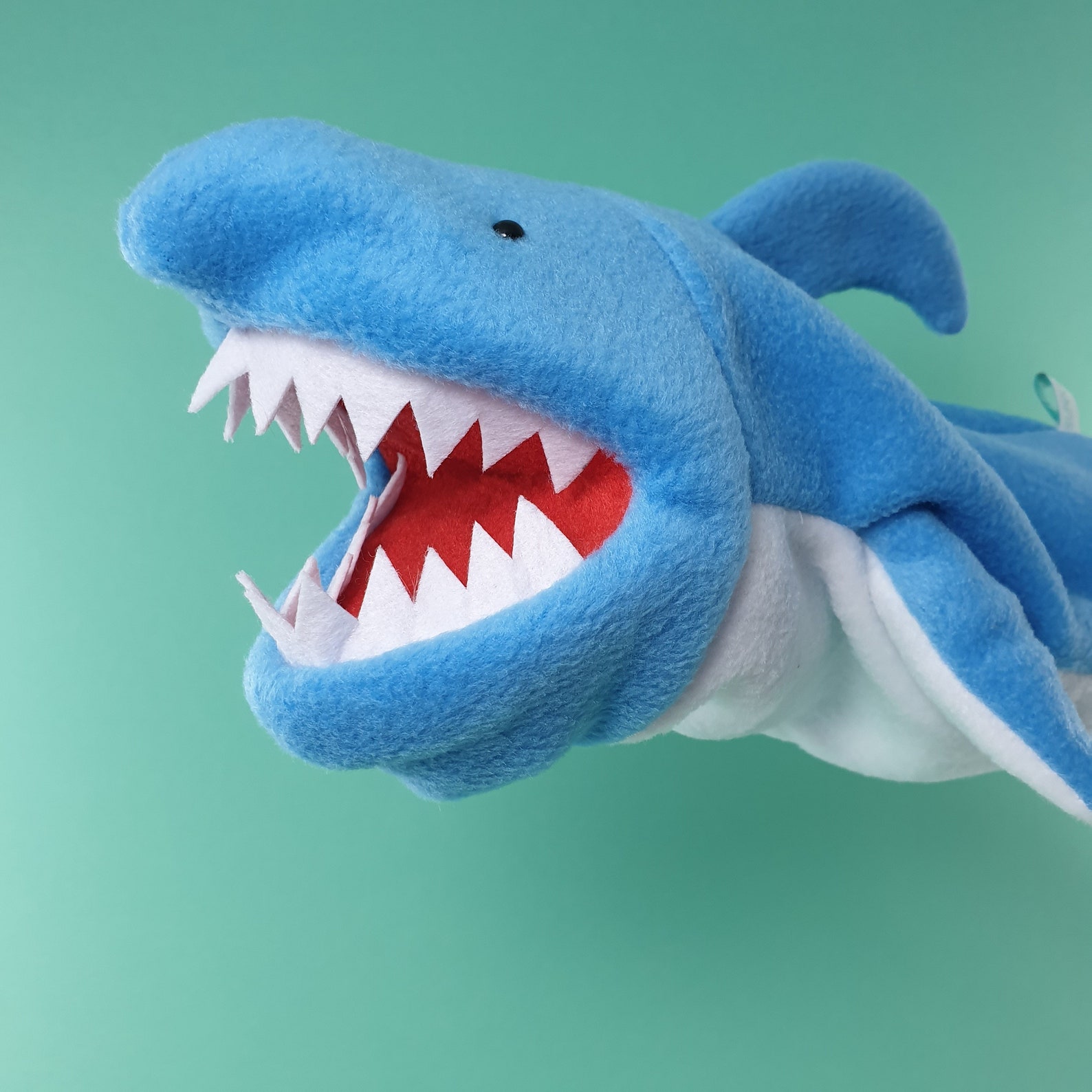 Blue Shark Puppet With Opening Mouth. Fleece Shark Hand Puppet Etsy