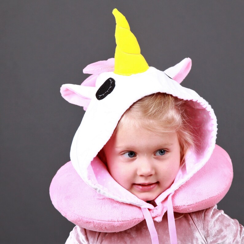 Travel pillow with hood for comfortable journey. UNICORN ...