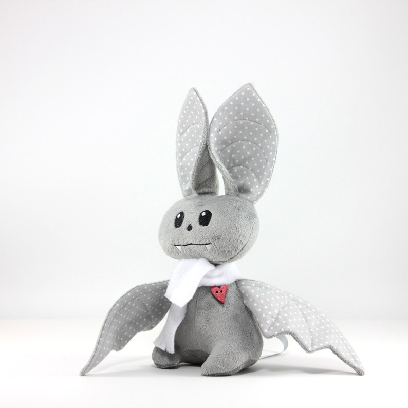Gray bat toy gift. Gray dotted bat doll. Gary plushie Etsy