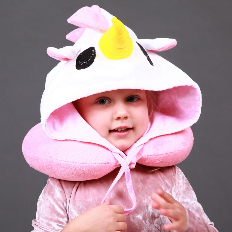 Travel pillow with hood for comfortable journey. UNICORN ...