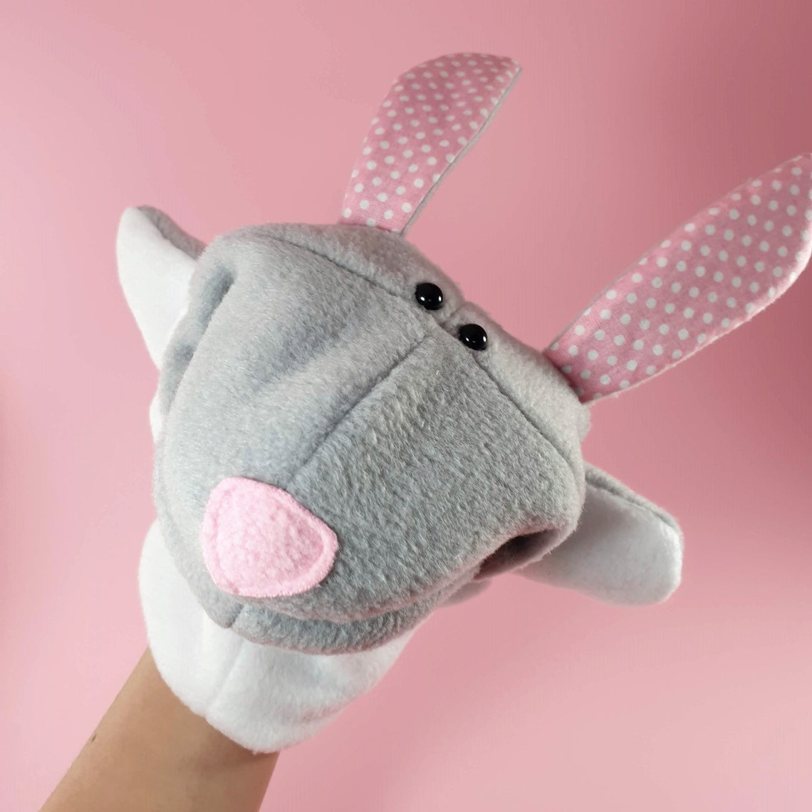 Rabbit puppet toy for kids with mouth. Puppet theater toy. Etsy