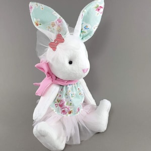 Bunny toy for baby girl.  Plush bunny rabbit.  Easter stuffed bunny. Alice the Rabbit.