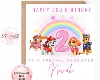 Personalised Paw Patrol Birthday Card –  Paw Patrol, Custom 1st,2nd,3rd,4th,5th,6th,7th Birthday Card, Any age