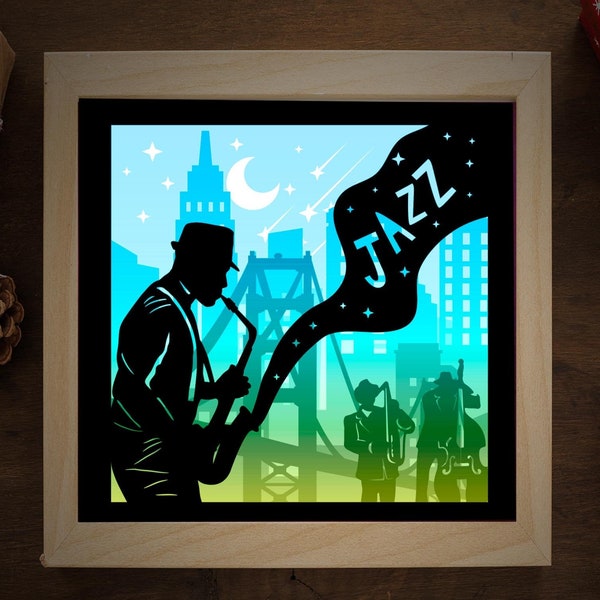 JAZZ 3d Paper Cut Lightbox Template , shadow box template, shadow box art, Cutting Cricut, Layered svg file DIY #116 JAZZ 3d Paper Cut Lightbox Template , shadow box template, shadow box art, Cutting Cricut, Layered svg file DIY #116