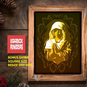 Modello di scatola luminosa in carta per regali di Natale della Madre di Dio, modello di scatola luminosa, arte della scatola luminosa, taglio Cricut, file svg a strati fai da te #107