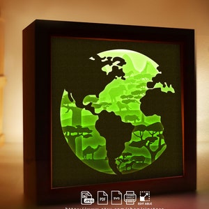 Earth paper light box template, shadow box template, shadow box art, Cutting Cricut, Layered svg file DIY  #119