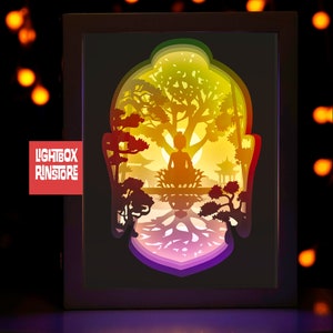 Boeddha papier gesneden lichtbak sjabloon, schaduwvak svg, lichtbak svg, gestanst. Cricut svg, schaduwpapier knippen, frame knippen #21