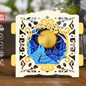 Szablon karty pop-up Moon Cats, karty okolicznościowe lightbox svg, pliki SVG dla plików cricut i cięcia laserowego, cięcie ręczne #273