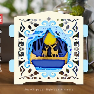 Deers Spirit Popup Card Template,, Greeting Cards light box svg, SVG files for cricut and laser cut files  , hand cutting  #275