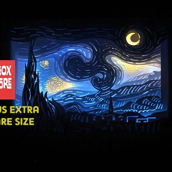 Starry night paper light box template, shadow box template, shadow box art, Cutting Cricut, Layered svg file DIY  #19