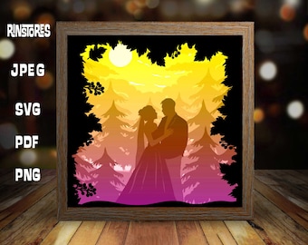 Wedding gifts  paper light box template, shadow box template, shadow box art, Cutting Cricut, Valentine’s Day gift  #206