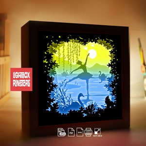 Plantilla de caja de luz de papel recortado para bailarina de ballet, caja de sombra svg, caja de luz svg, troquelado, Cricut svg, corte de papel de sombra n.° 220