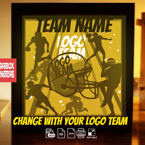 American football - Personalized paper light box design. Paper Cut Light Box Template, shadow box svg, light box svg, Cricut svg American football - Personalized paper light box design. Paper Cut Light Box Template, shadow box svg, light box svg, Cricut svg