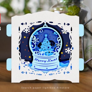 Christmas tree in Snow Globe pop up card SVG Template, 3D Pop Up Card, Greeting Pop Up Card,Christmas Card, Paper cut Template  #301