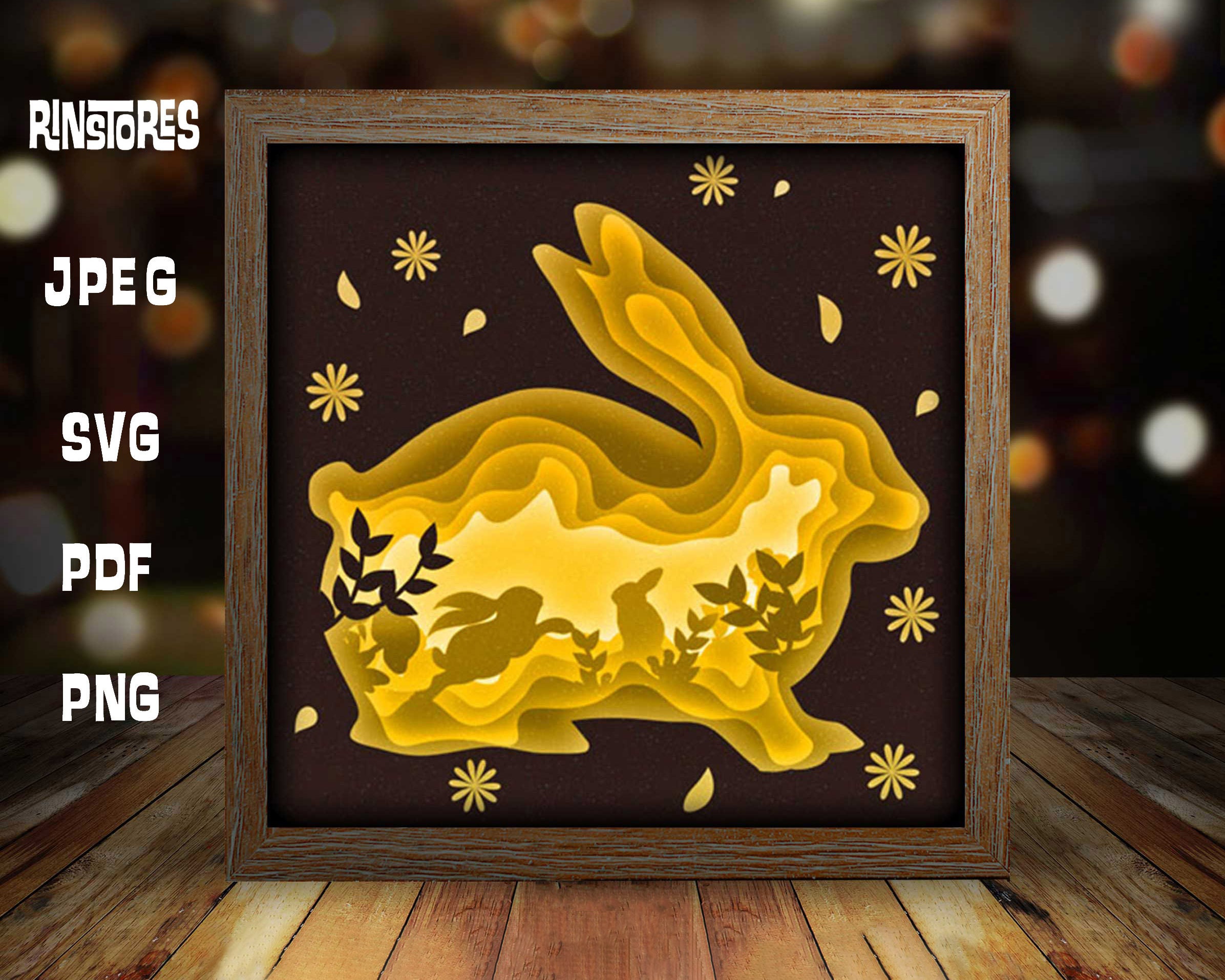 ◆Rabbit-PaperCutting-◆同梱あり Cute Bunny, Rabbit Paper Cut Light Box Template, Easter