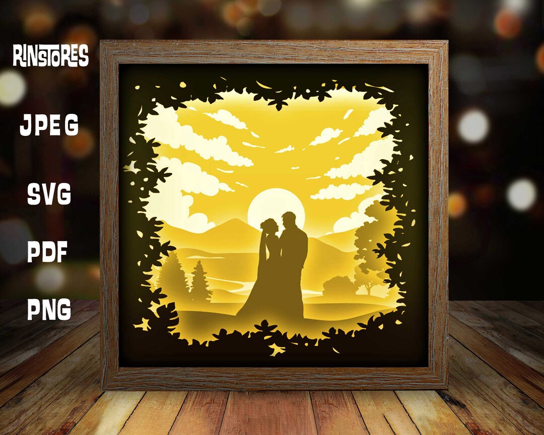 Wedding Gifts Paper Light Box Template, Shadow Box Template, Shadow Box ...