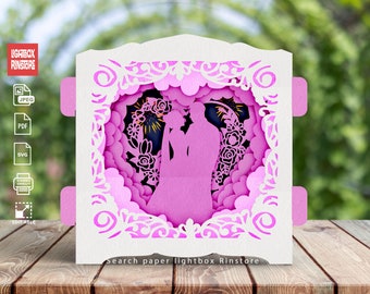 Wedding Popup Card Template, Greeting Cards light box svg, SVG files for cricut and laser cut files  , hand cutting  #287