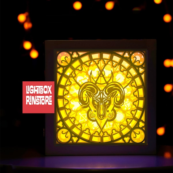 ARIES 12 Zodiac Sign paper light box template, SVG files for cricut and laser cut files, shadow box svg #95 ARIES 12 Zodiac Sign paper light box template, SVG files for cricut and laser cut files, shadow box svg #95