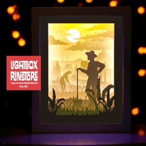 Farmer paper light box template, shadow box template, shadow box art, Cutting Cricut, Layered svg file DIY  #79