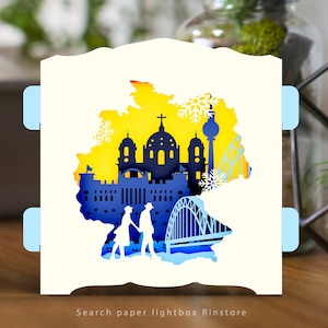 Love in Germany 3D Pop Up Card Template, Cartão Pop Up 3D, Cartão Pop Up de Saudação, Cartão de Natal, Modelo de corte de papel, 3D Pop Up DIY #259