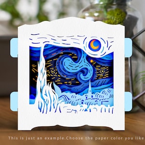 Starry night 3D Pop Up Card Template, SVG  3D Pop Up Card, Greeting Pop Up Card,Christmas Card, Paper cut Template, 3D Pop Up DIY  #255