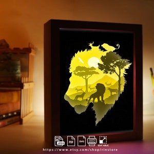 Lion 3d paper light box template, shadow box template, shadow box art, Cutting Cricut, Layered svg file DIY  #179