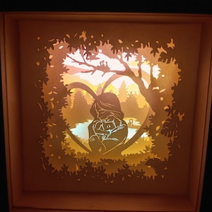 I Love Mom modello di scatola luminosa in carta regalo per la festa della mamma, modello di scatola luminosa, arte della scatola luminosa, taglio Cricut, regalo di San Valentino n. 244