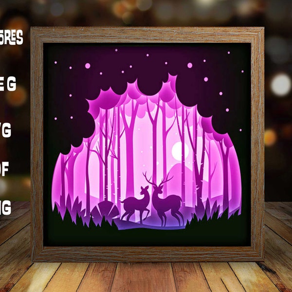 Deer Spirit paper light box template, shadow box template, shadow box art, Cutting Cricut, Layered svg file DIY #150
