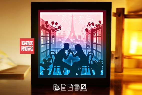 Buy Love in French Paris Paper Light Box Template, Shadow Box Template,  Shadow Box Art, Cutting Cricut, Valentines Day Gift 232 Online in India -  Etsy